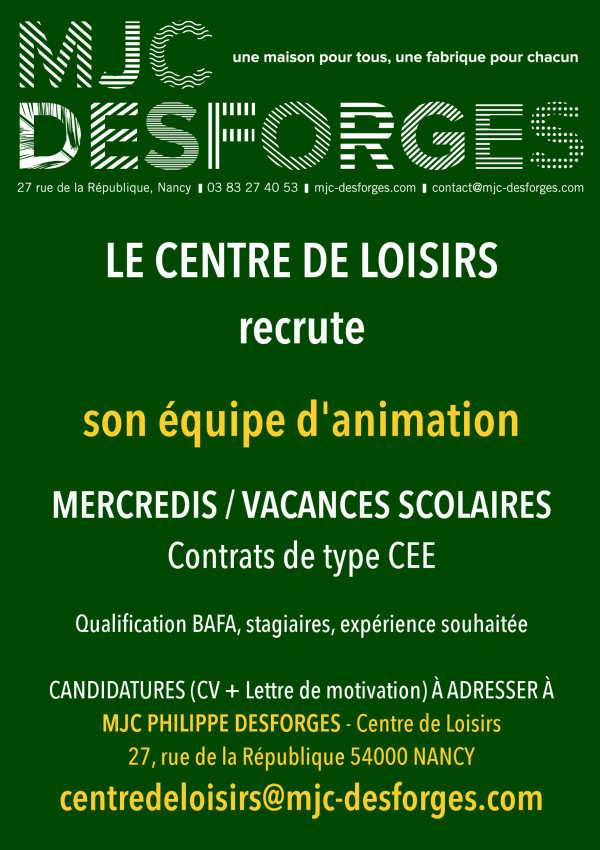 RECRUTEMENT - Centre de Loisirs
